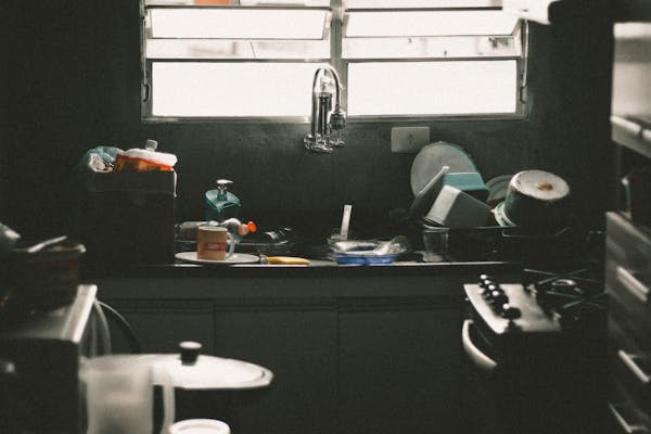 Messy kitchen sink